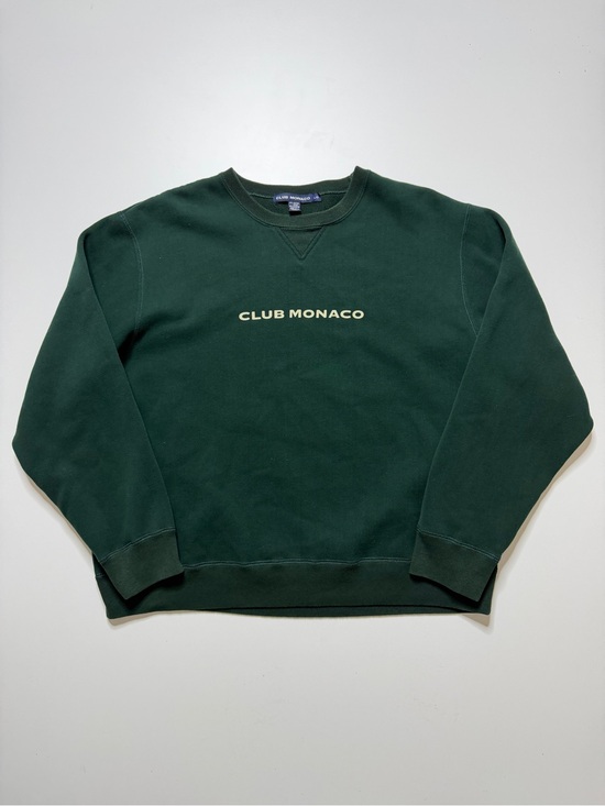 Club Monaco Other - Vintage Club Monaco Word Crewneck Sweatshirt Mens Large Forest Green Boxy